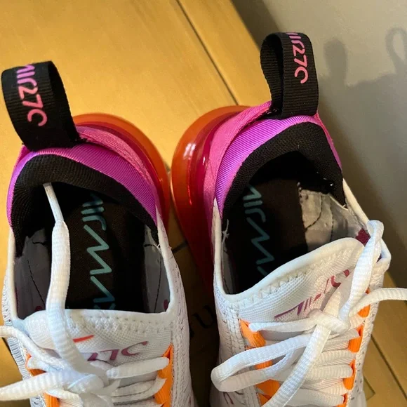 Nike White Sneakers with Pink and Orange Accents - Picture 3 of 5